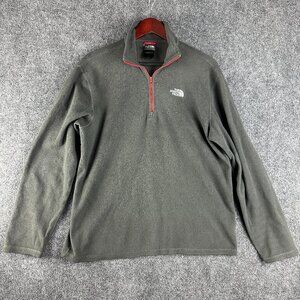 The North Face Pullover Mens Medium Gray Fleece 1/4 Zip White Logo